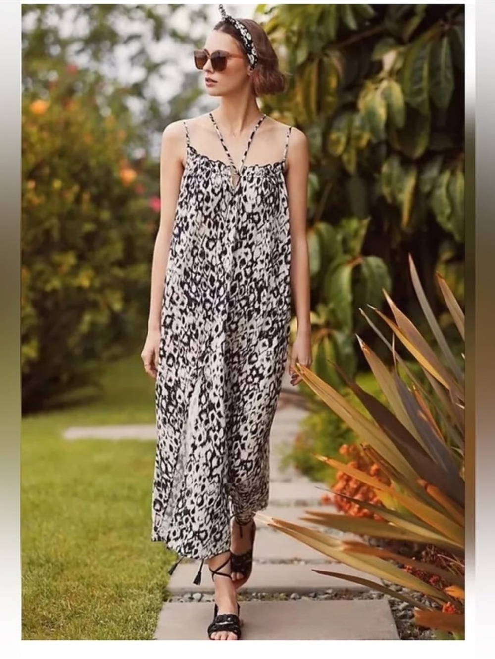 Anthropologie Ikat Print Strappy Midi Dress In S NWT